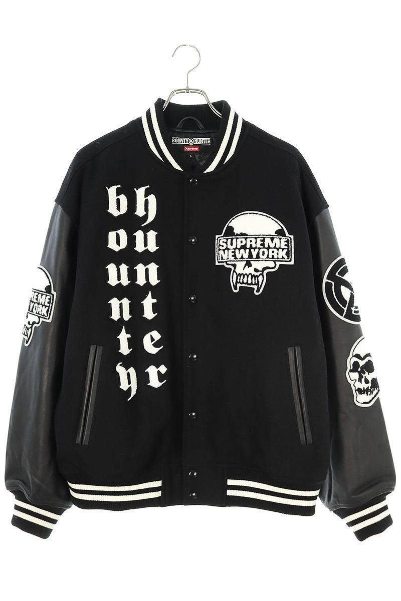 シュプリーム SUPREME バウンティーハンター Hunter Varsity Jacket サイズ:L ワッペン付き袖レザーブルゾン 中古 OM10