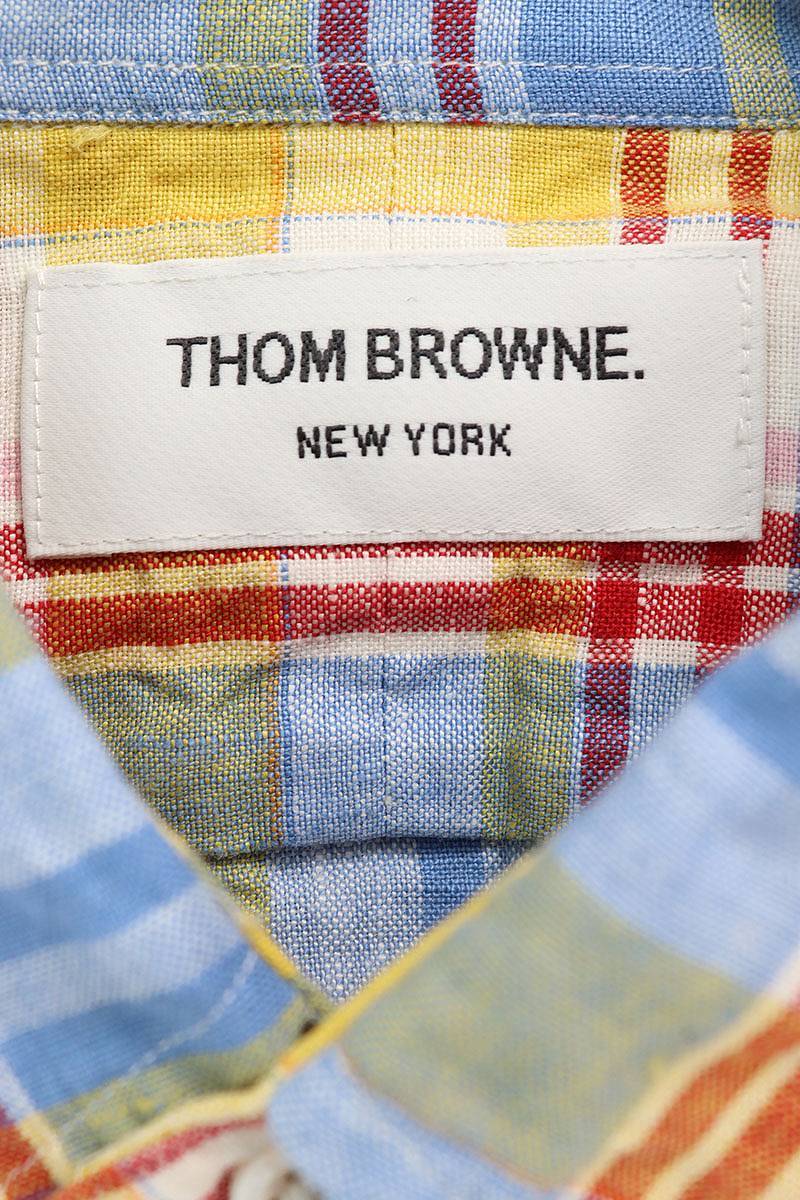 トムブラウン THOM BROWNE MWL001AW7038 サイズ:4 リネンチェック長袖シャツ 中古 BS99_画像3