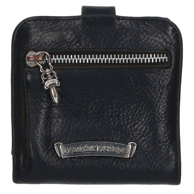 クロムハーツ Chrome Hearts SQ BTN BILL/スクエアボタンビル フラップボタンレザーウォレット財布 中古 SS07_画像2