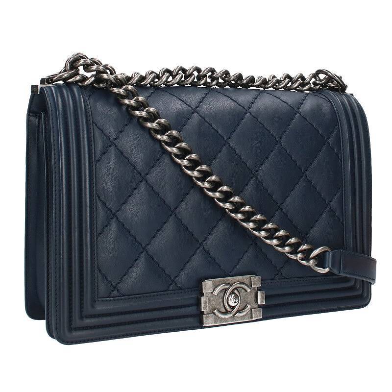 シャネル CHANEL ボーイシャネル マトラッセココマークレザーショルダーバッグ 中古 SS13