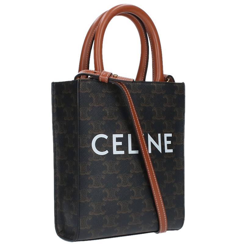 セリーヌバイエディスリマン CELINE by Hedi Slimane ミニ バーティカルカバ サイズ:MINI トリオンフ PVCショルダーバッグ 中古 SB01