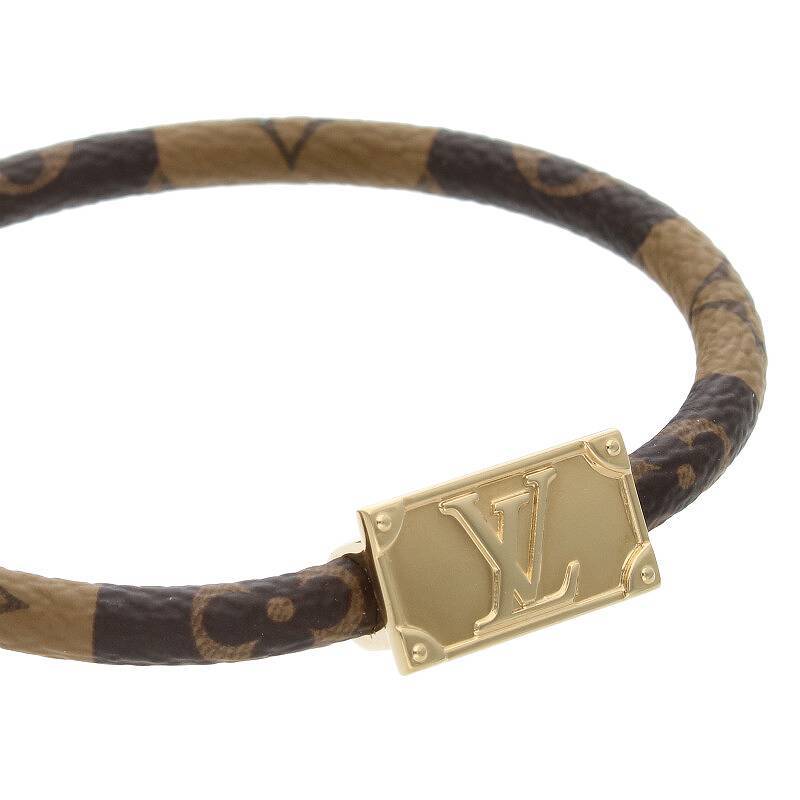  Louis Vuitton LOUISVUITTON M8039 brass re* top mono g ram leather bracele used BS99