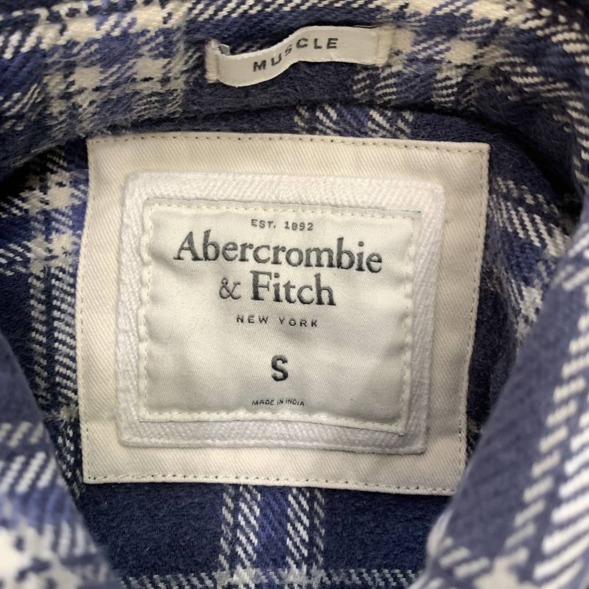 WW▼ 洗練されたデザイン!! 'コットン100%使用' Abercrombie＆Fitch アバクロンビーアンドフィッチ フランネルチェック 長袖 シャツ size:S_画像6