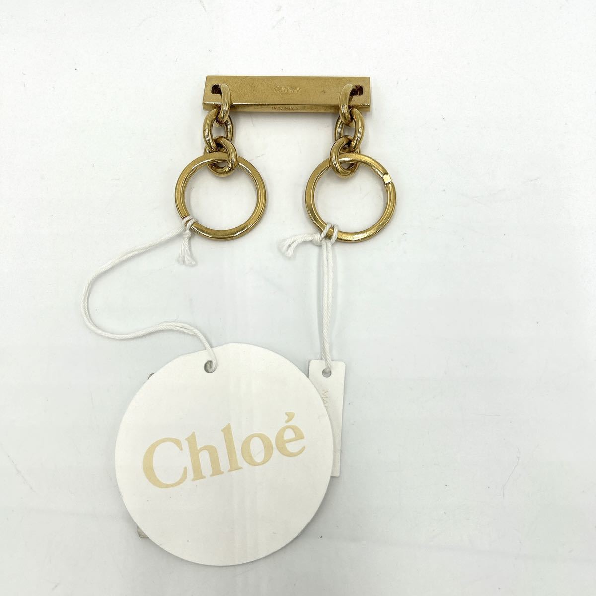 @ 未使用 イタリア製 '高級ラグジュアリー小物' Chloe クロエ LOGO入り キーリング 2個用 GOLD 43338 レディース 婦人用 服飾_画像1