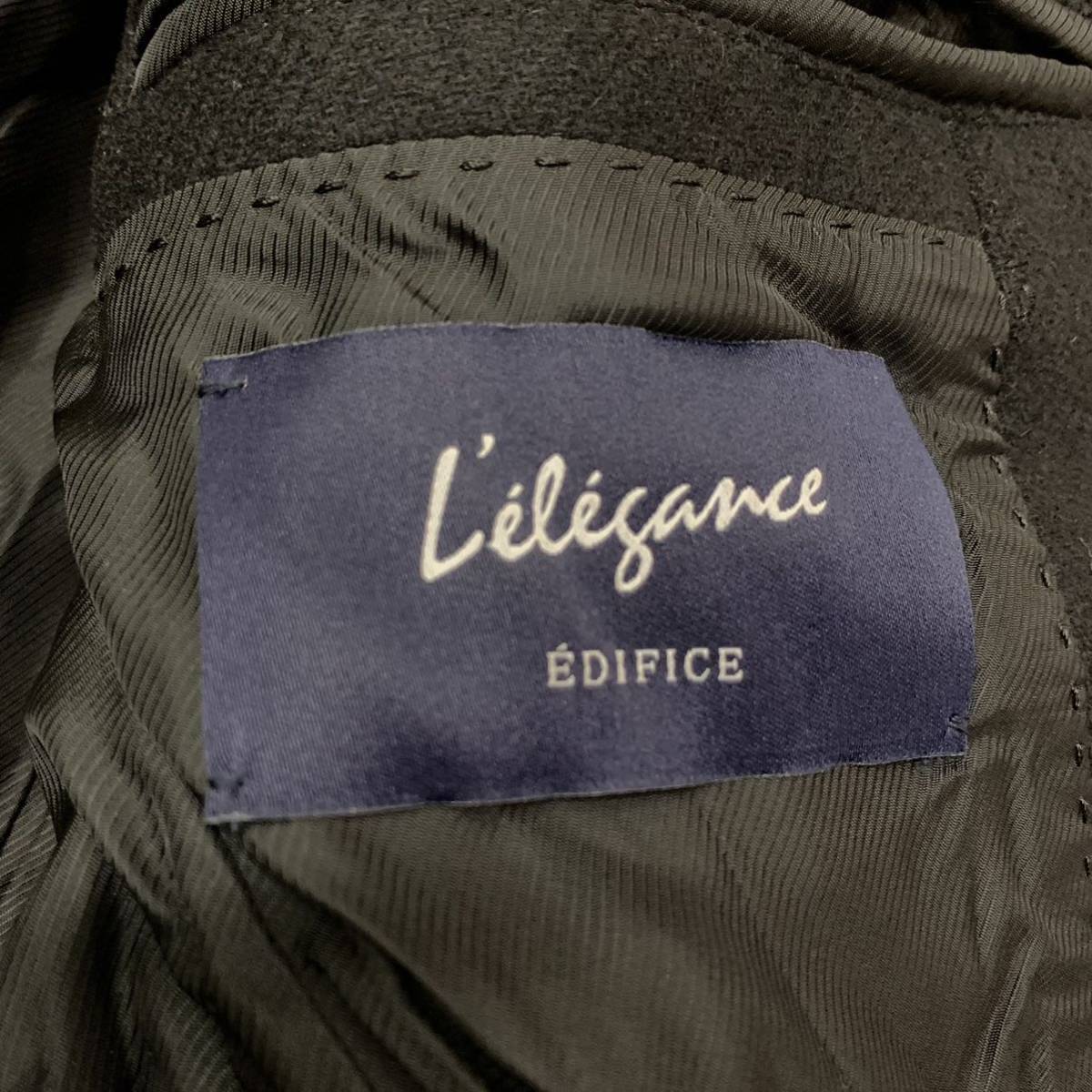 TT ▼ 都会のカジュアルウェア '着心地抜群' EDIFICE エディフィス LELEGANCE ウール100% ステンカラーコート size:42 アウター BLK_画像7