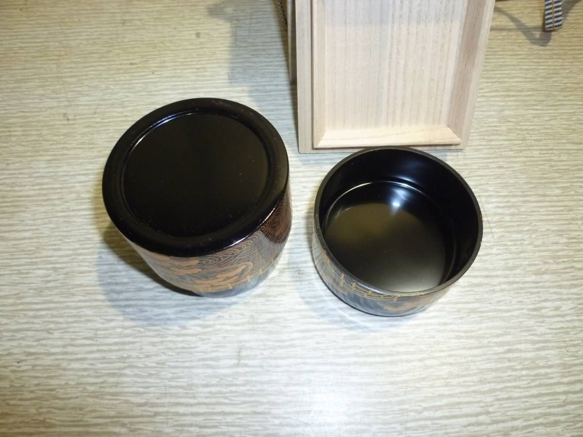 「新品」 加賀塗師・和田寿峰作　住吉蒔絵 茶器　桐共箱_画像6