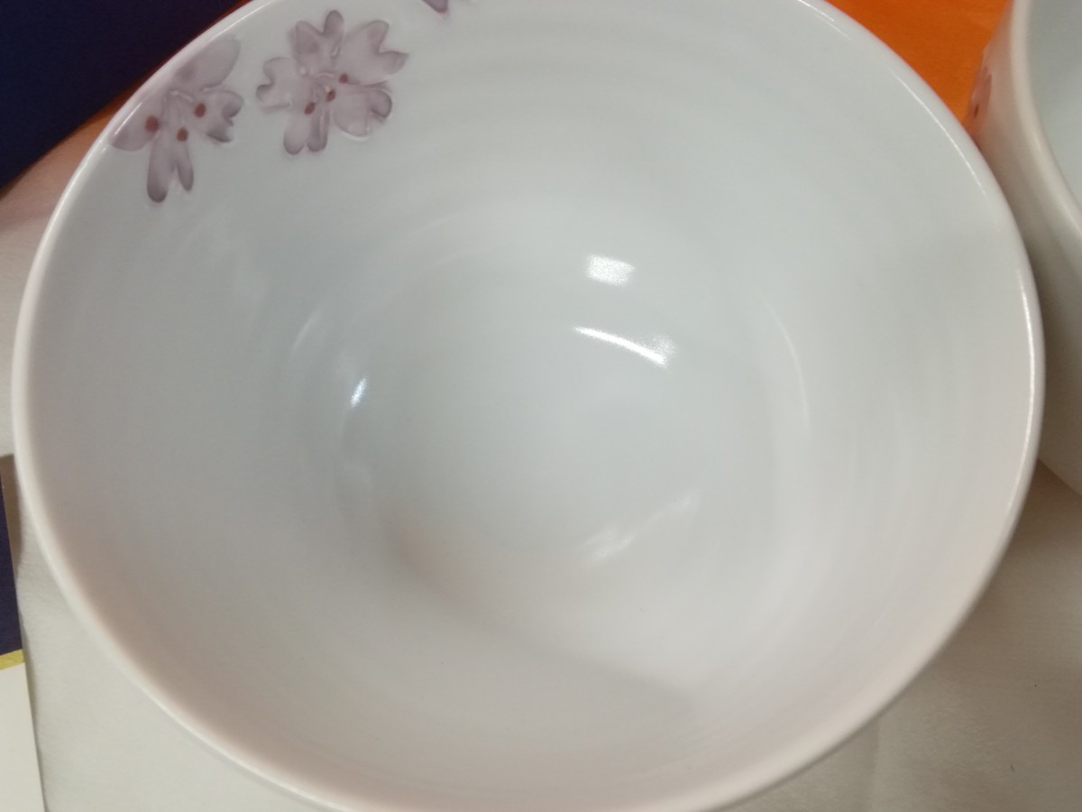 g_t R946 たち吉 ペア 小丼 花時 直径13cm/高さ9cm 和食器 陶器 【長期保管品】_画像4