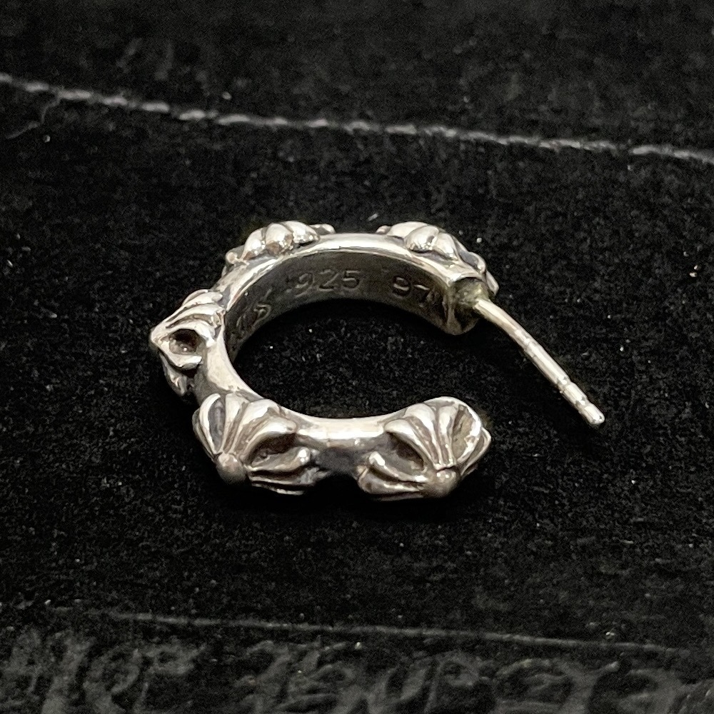 1円〜 美品 CHROME HEARTS クロムハーツ クロスバンド フープピアス SV925 キャッチ社外_画像7