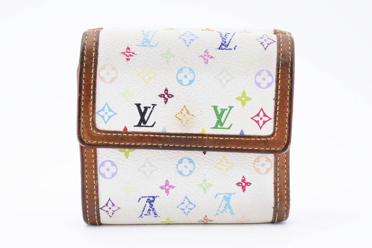 1円〜　美品　LOUIS VUITTON ルイヴィトン　マルチカラー　モノグラム　財布　折り財布　レディース　ホワイト系_画像2