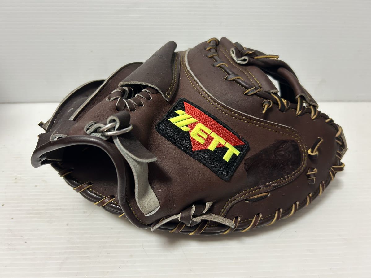 [Хороший тип] Zett Softball Catcher MIT Натуральная кожа для взрослых старые этикетки вертикальные и горизонтальные бейсбольные использование