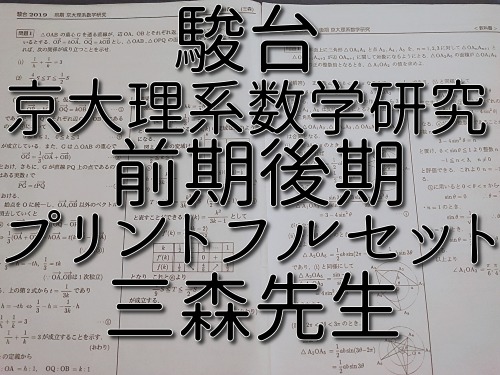 駿台 三森先生 前期・後期 京大理系数学研究 プリントフルセット 駿台 三森先生 前期・後期 京大理系数学研究 プリントフルセット