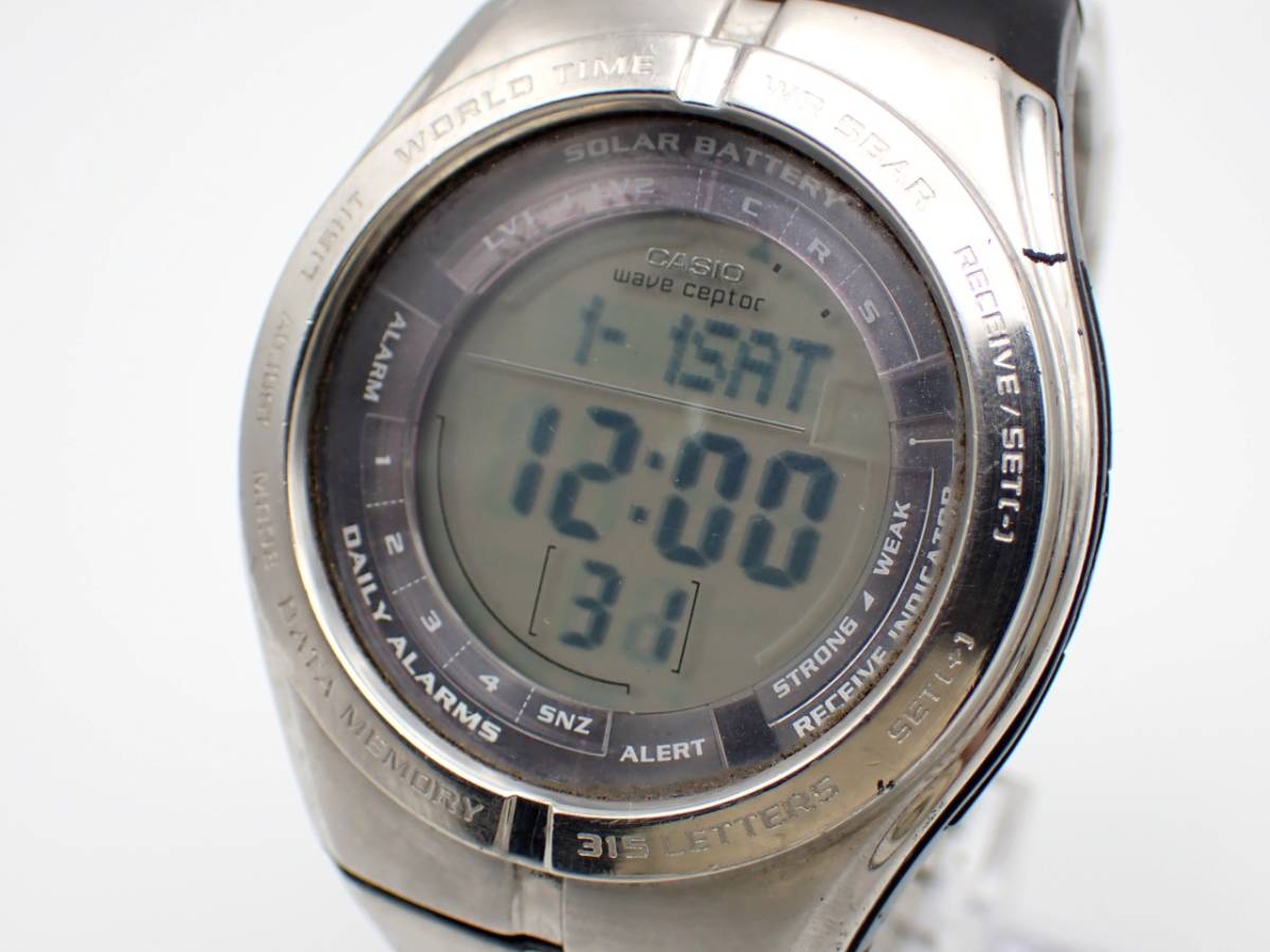 1000円～☆CASIO カシオ ソーラー メンズ腕時計 WAVE CEPTER ウェーブセプター WV-100J ワールドタイム/N3046-900④/23の画像1