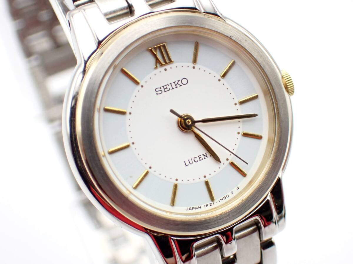 稼働品☆1000円～☆SEIKO セイコー QZ レディース腕時計 LUCENT ルーセント 1F21-0K70 純正ベルト/P5763-500①_画像2