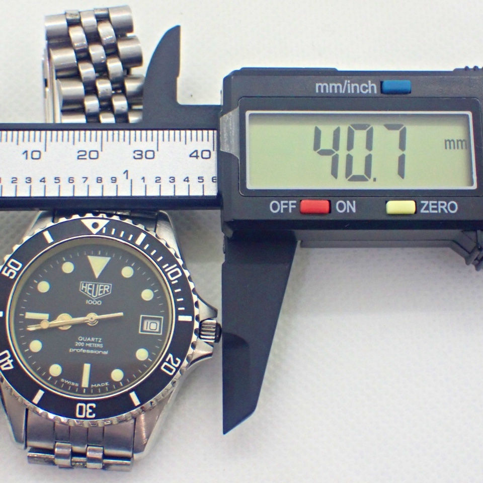 1円～★HEUER タグホイヤー 1000 プロフェッショナル200ｍ 980.013 QZ 黒文字盤 デイト メンズ腕時計 N143844の画像7