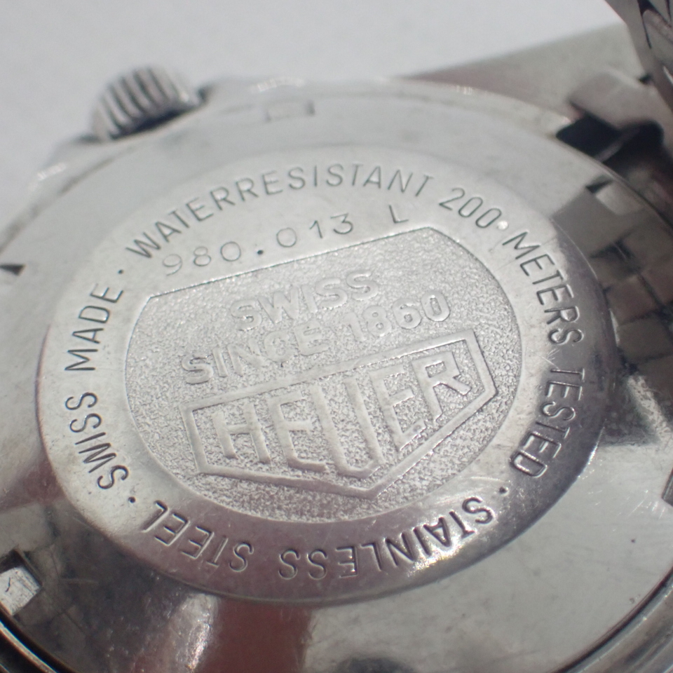 1円～★HEUER タグホイヤー 1000 プロフェッショナル200ｍ 980.013 QZ 黒文字盤 デイト メンズ腕時計 N143844の画像5