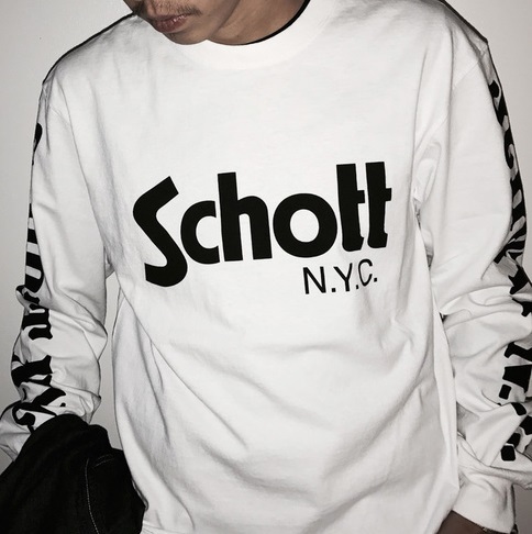 Schott N.Y.C.◆ショット ロンＴ◆長袖Ｔシャツ白Ｌ_画像4