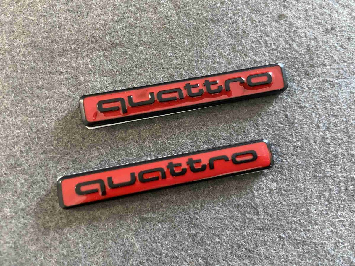 アウディ quattro Audi★6.7*0.8CM★ カーステッカー エンブレム プレート アルミ製 フェンダーバッジ シール 傷を隠す 2枚セット 529番_画像1