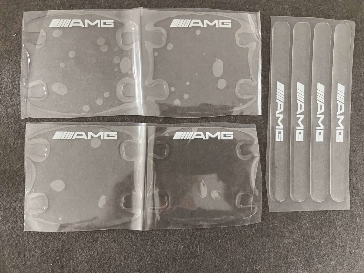 メルセデス・ベンツ BENZ AMG 車用ドアハンドルプロテクター 8枚セット 透明ステッカー ブラック シール 保護フィルム カバー 04番の画像1