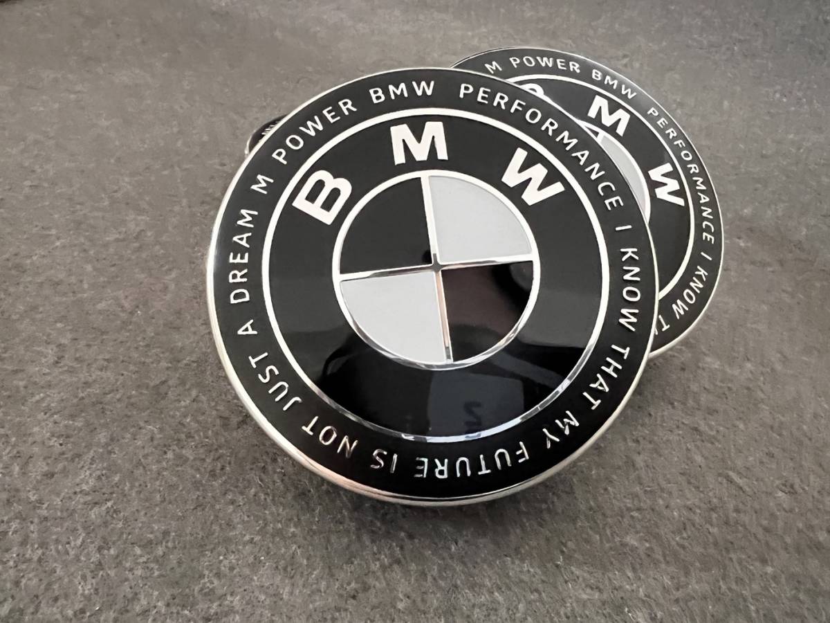BMW50周年限定 黒白 ホイールキャップ ホイール ハブキャップ センター キャップ保護 防塵 4個セット 外径68mm 85番_画像5