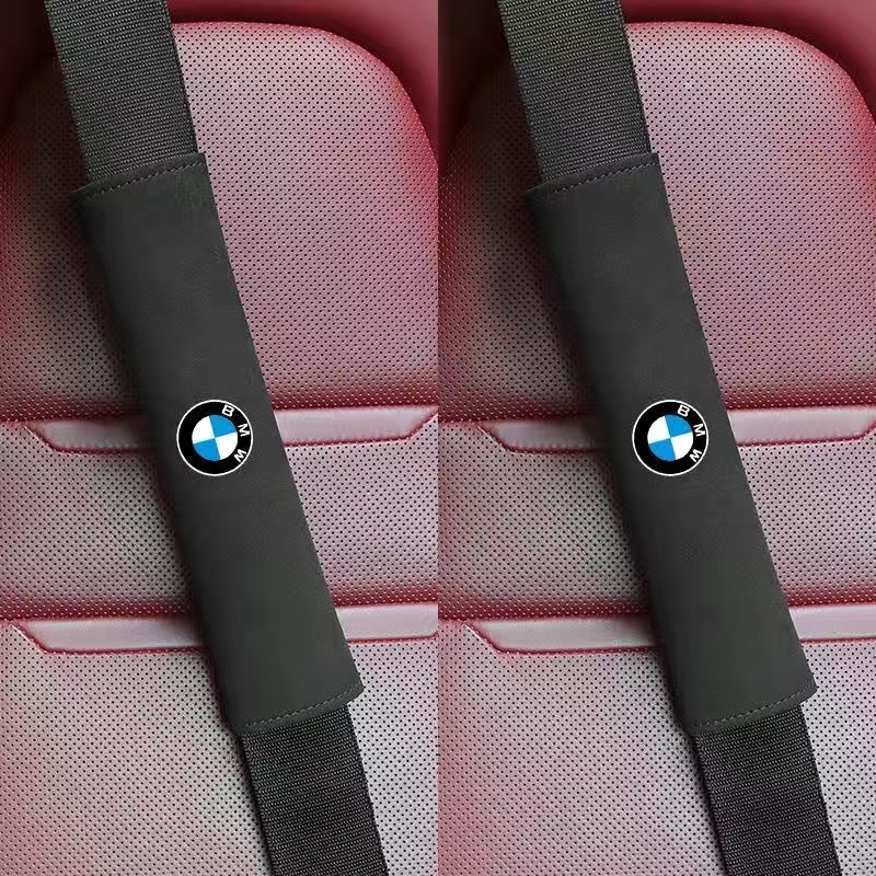 BMW シートベルトパッド シートベルトカバー 2点セット スエード シートベルトクッション ショルダーパッド ブラック_画像1