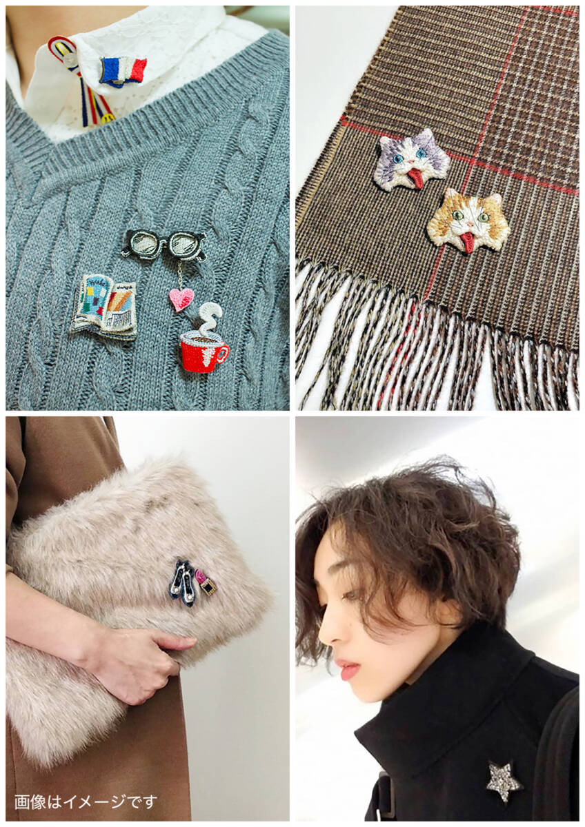 【LM / エルム】ピンブローチ ヨット 新品未使用 / 立体刺繍アクセサリー ピンズ ピンバッジ_画像4