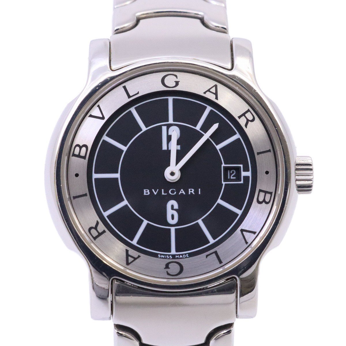  BVLGARY Solotempo кварц женские наручные часы чёрный циферблат оригинальный SS ремень ST29S[... ломбард ]