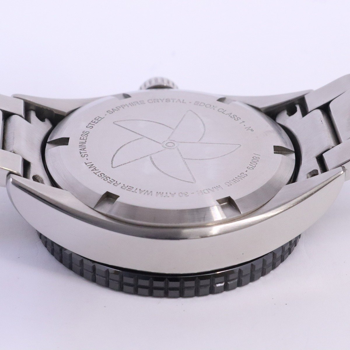 EDOX エドックス クラスワン 自動巻き メンズ 腕時計 シルバー文字盤 純正SSベルト 80079【いおき質店】_画像8