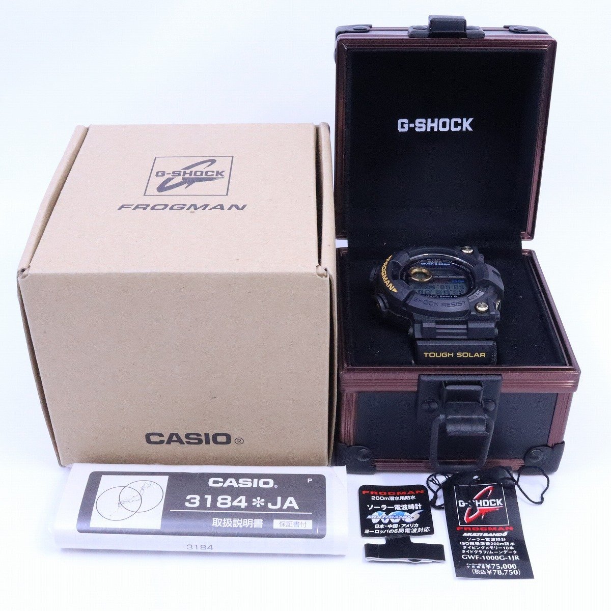 カシオ G-SHOCK フロッグマン ソーラー電波 メンズ 腕時計 ブラック×ゴールド GWF-1000G-1JR【いおき質店】_画像10