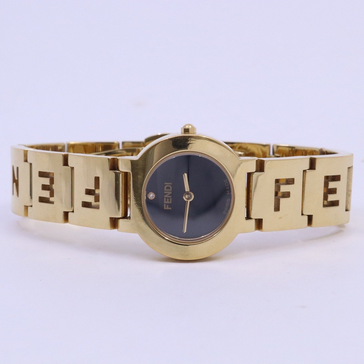  Fendi 3060L Gold * Stella ограниченная модель кварц женские наручные часы 1P с бриллиантом чёрный циферблат [... ломбард ] управление 2