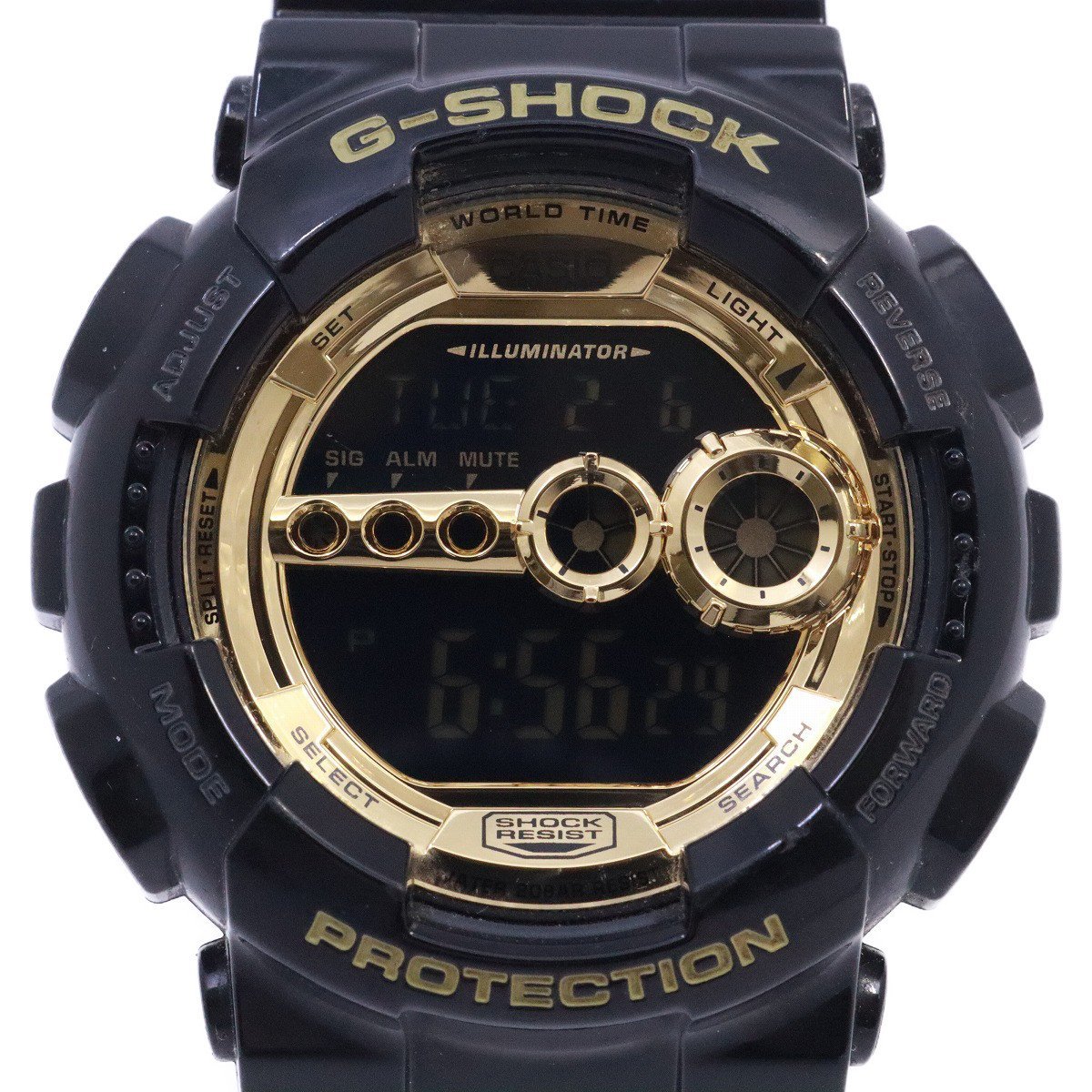 カシオ G-SHOCK ブラック×ゴールドシリーズ ビッグケース クォーツ メンズ 腕時計 GD-100GB-1JF【いおき質店】_画像1