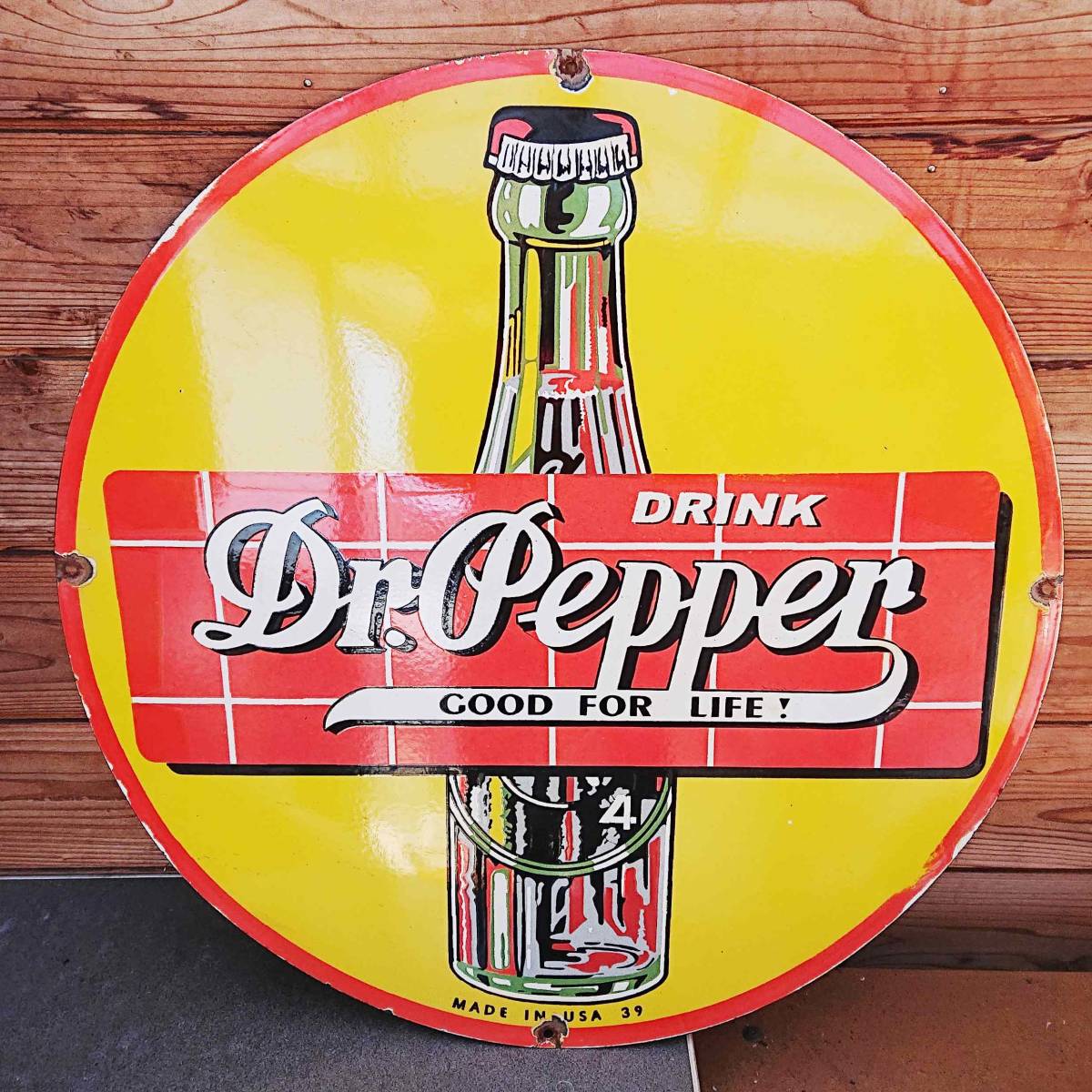 ●現品限り●巨大76ｃｍ●DR PEPPER ホーロー看板 エナメル ビンテージ 大型看板 ドクター ペッパー●お部屋がアメリカンビンテージに♪●の画像1