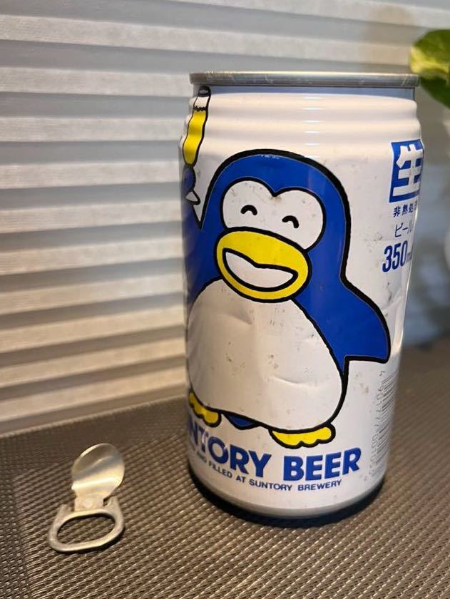 空き缶 サントリー ビール 昭和レトロ ペンギン プルトップ_画像2
