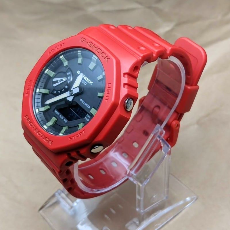 G-SHOCK GA-2100 純正ベゼル・ベルト Red (レッド) [液晶フィルム + 工具] 付 - 送料無料