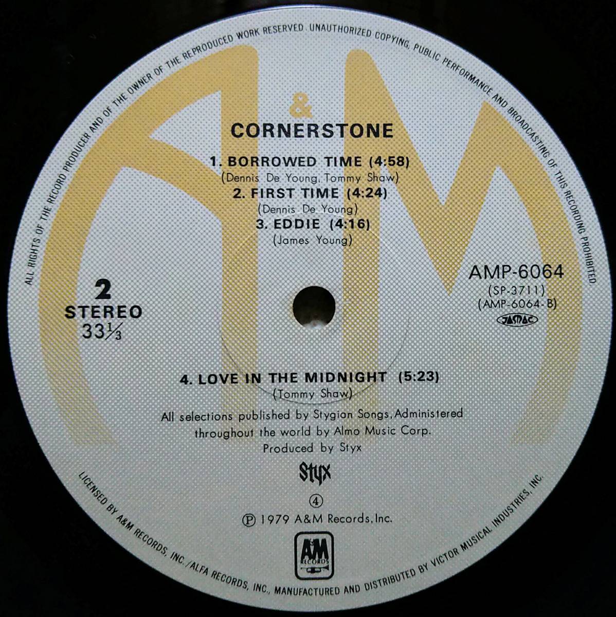 【LP AOR】Styx「Cornerstone」JPN盤 Babe 他 収録！_Side2
