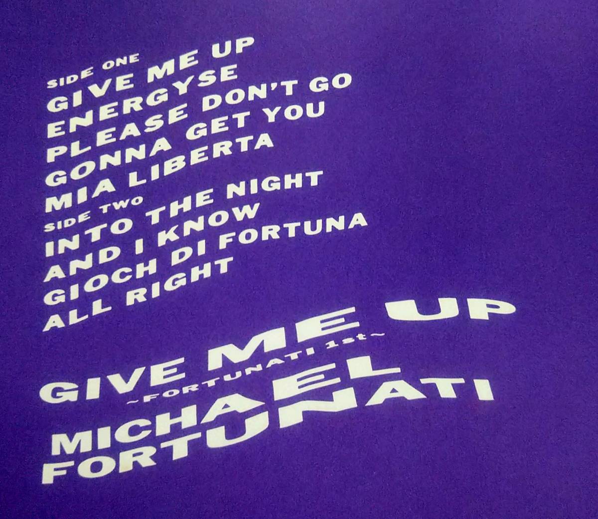 【LP Euro Beat】Michael Fortunati「Give Me Up」JPN盤 Into The Night 他 収録！の画像2