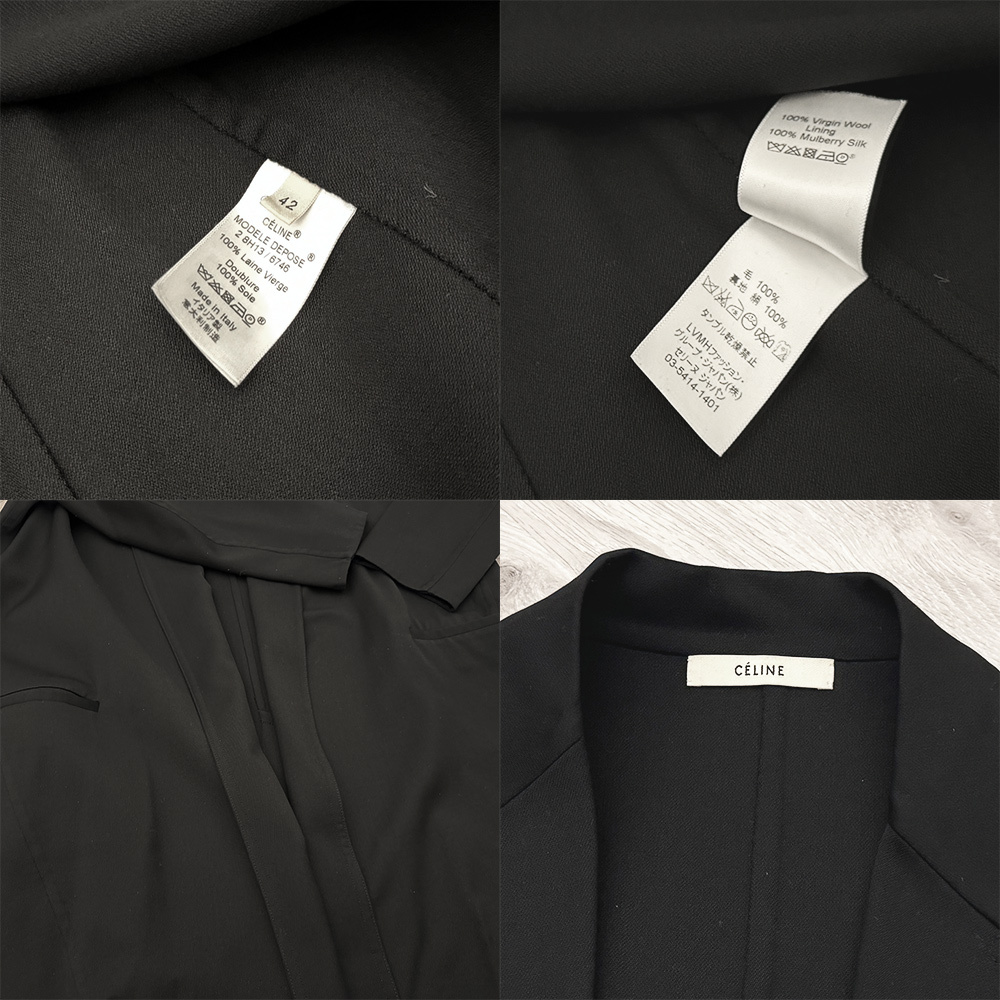  Celine CELINE coat Chesterfield coat fi- Be period egk long Be coat button less plain wool outer black size 42