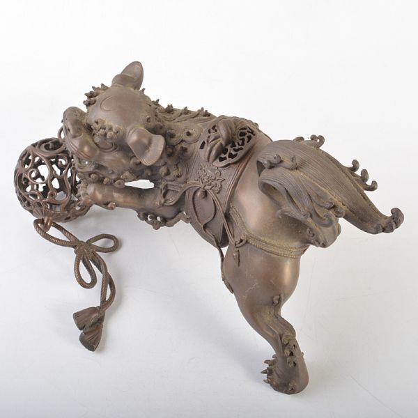 中国美術　古銅宣徳銅　玉乗り獅子　香炉　置物　古玩　YCMJ_画像6