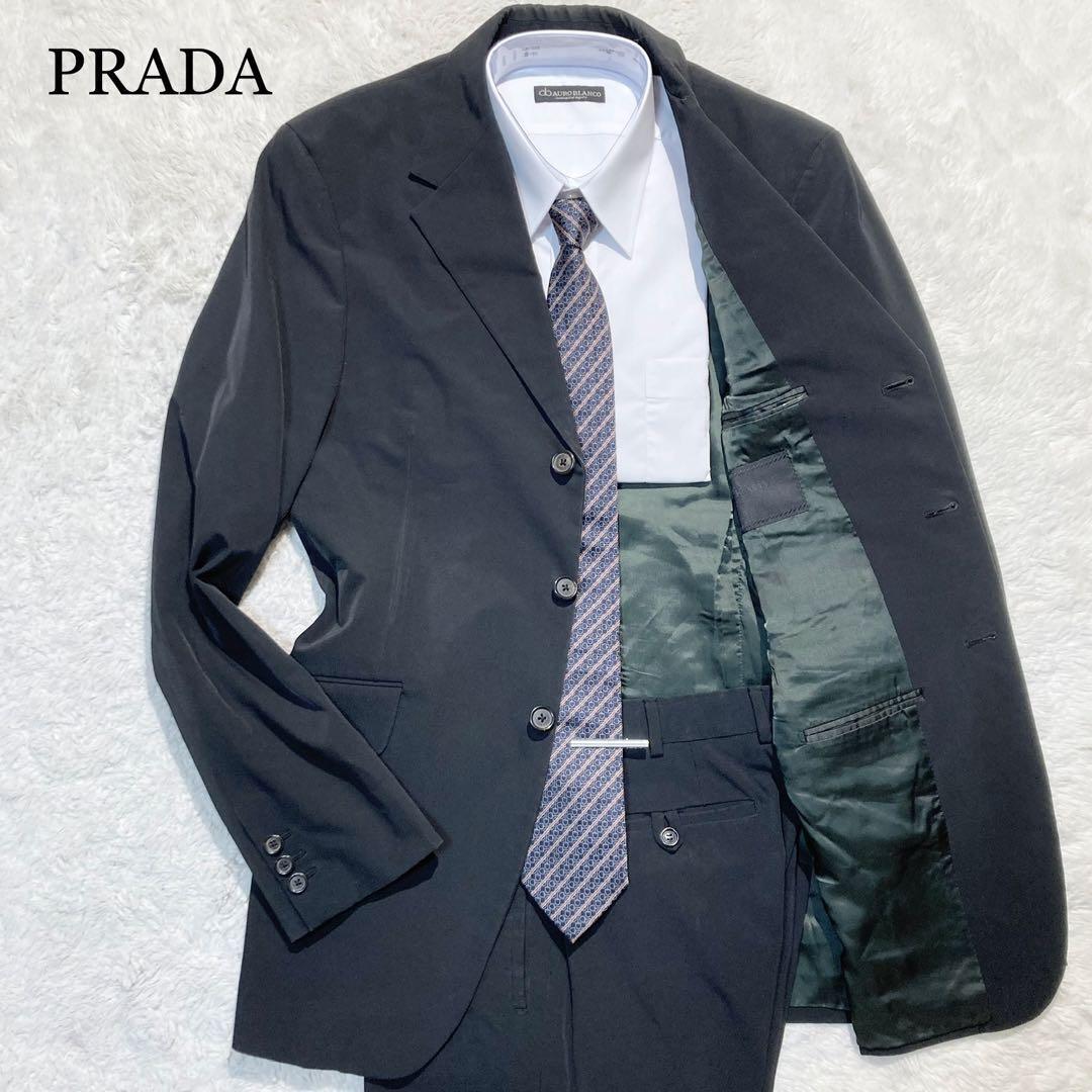 【極美品】PRADA プラダ スーツ 黒 ブラック ボタンフライ 50R XL