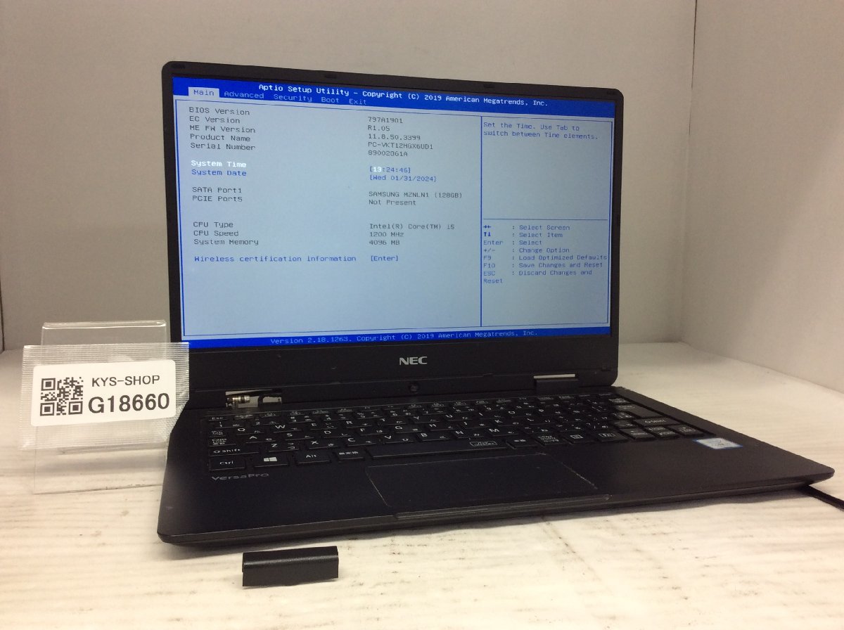 ジャンク/ NEC PC-VKT12HGX6UD1 Intel Core i5-7Y54 メモリ4.1GB SSD128.03GB 【G18660】_画像1