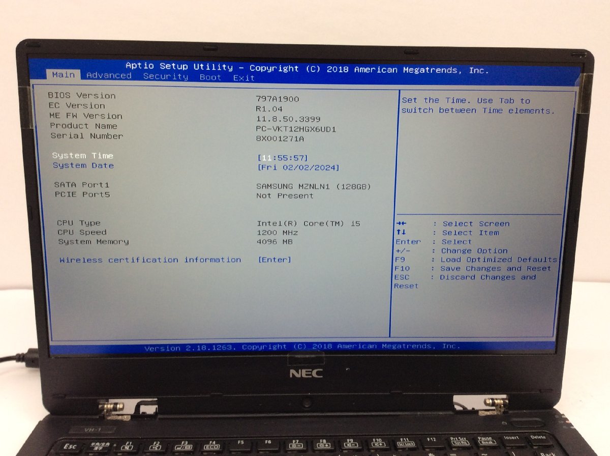 ジャンク/ NEC PC-VKT12HGX6UD1 Intel Core i5-7Y54 メモリ4.1GB SSD128.03GB 【G18700】_液晶に写真では分かりにくい色ムラ多数あり