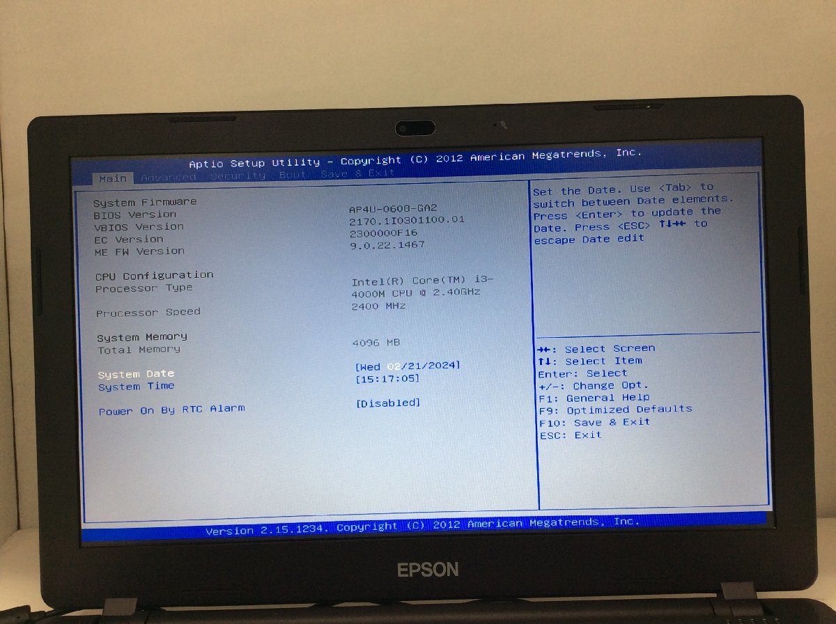 ジャンク/ EPSON Endeavor NJ3900E Intel Core i3-4000M メモリ4.1GB HDD250.05GB 【G19761】_画像7