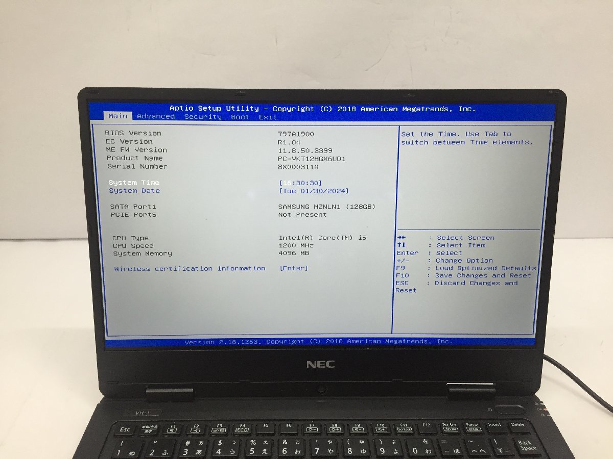 ジャンク/ NEC PC-VKT12HGX6UD1 Intel Core i5-7Y54 メモリ4.1GB SSD128.03GB 【G18622】_写真では分かりにくい液晶ムラがあります