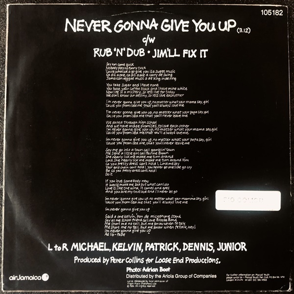 【Disco & Soul 7inch】Musical Youth / Never Gonna Give You Up _画像2