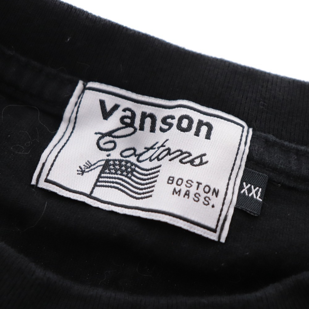 ■ バンソン ロングTシャツ カットソー トップス メンズ XXL ブラック コットン100_画像8