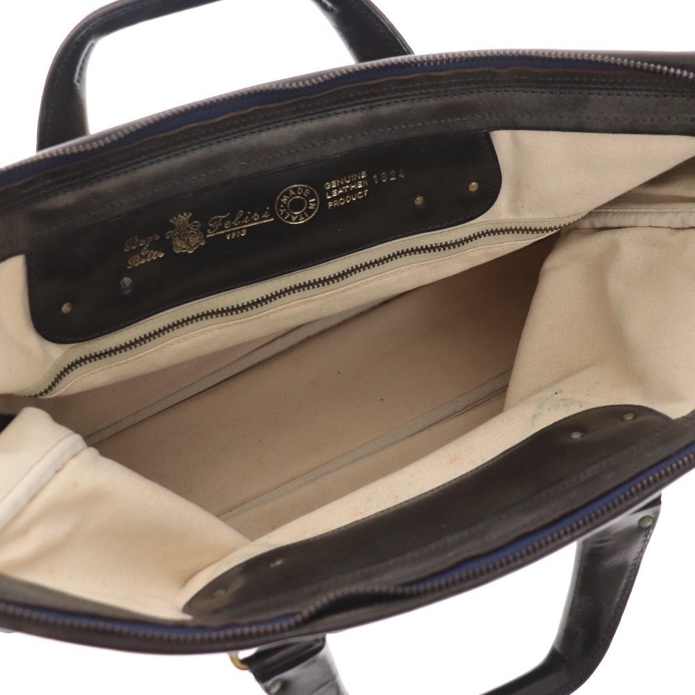 ■ フェリージ ビジネスバッグ ブリーフケース 1824 ナイロン レザー イタリア製 カバン メンズ ブルー 保存袋付き_画像4