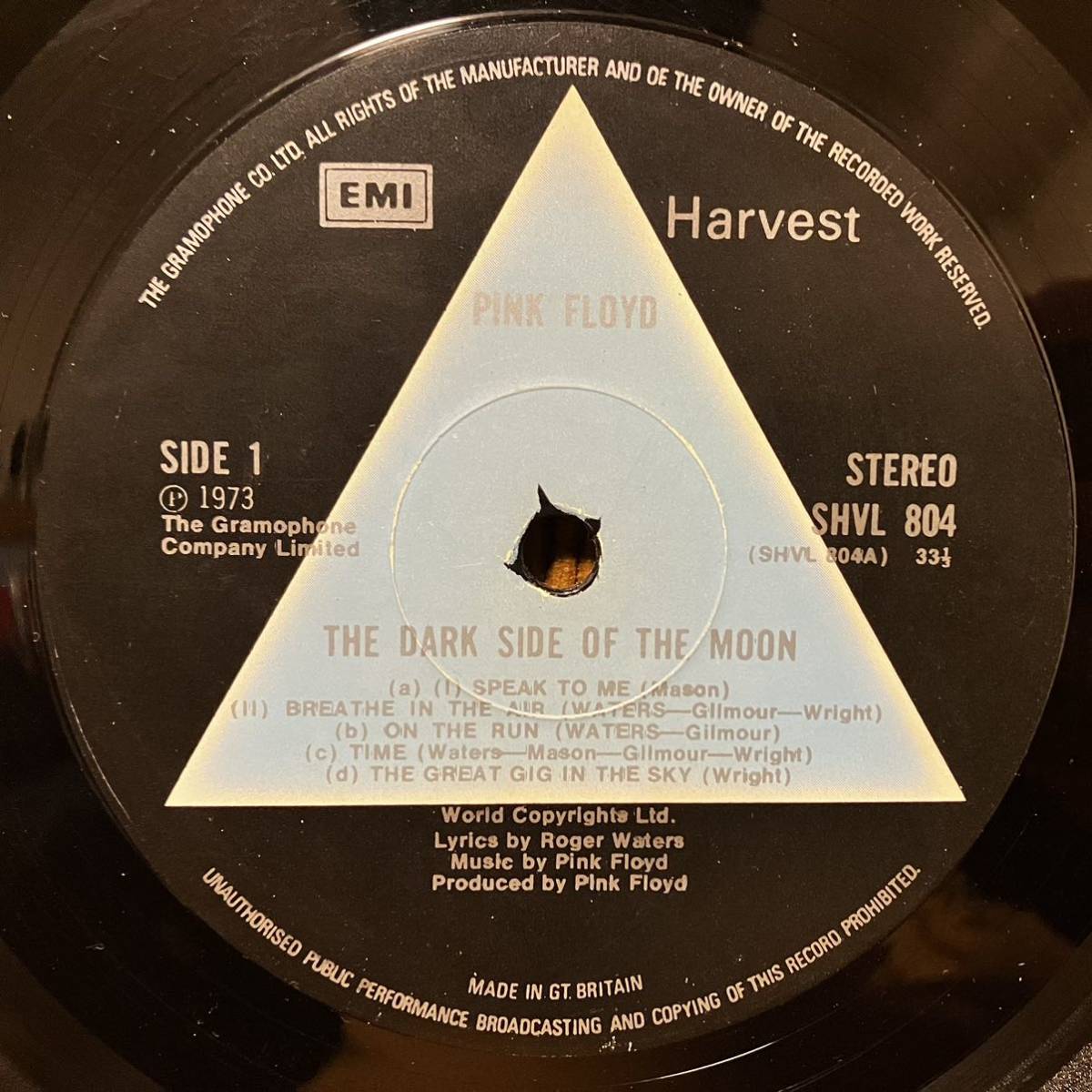 希少盤 UKオリジ pink floyd THE DARK SIDE OF THE MOON 狂気 1973 solid blue harvest ピンクフロイド LP レコード アナログ盤_画像6