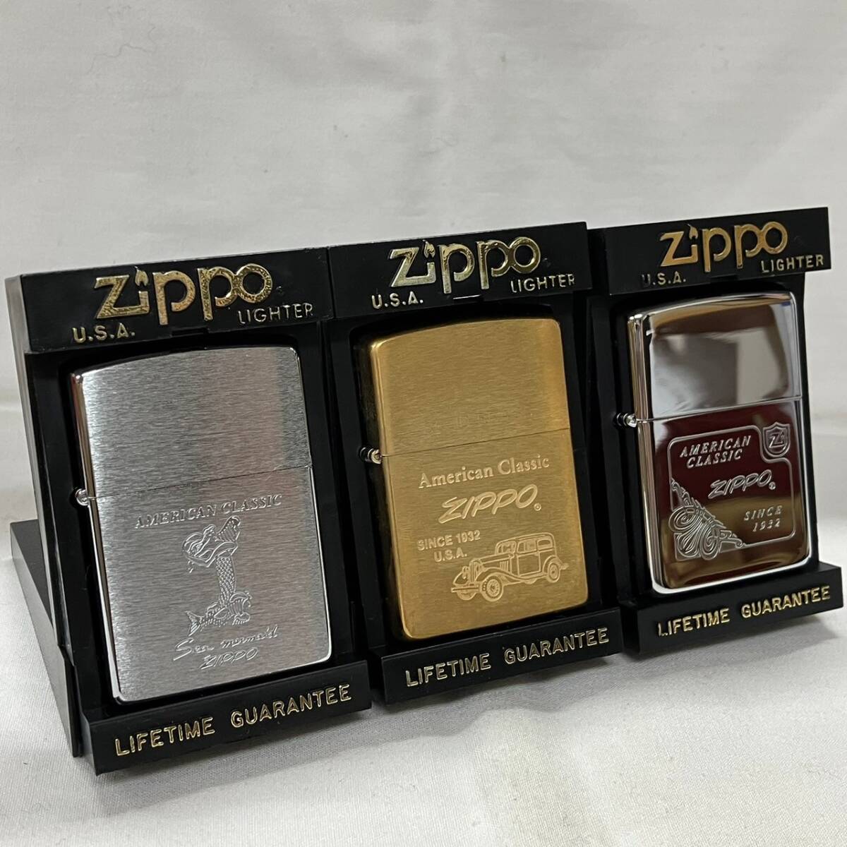 4475-1千(92)Zippo　ジッポ　American Classic　ライター　喫煙具　3点　_画像1