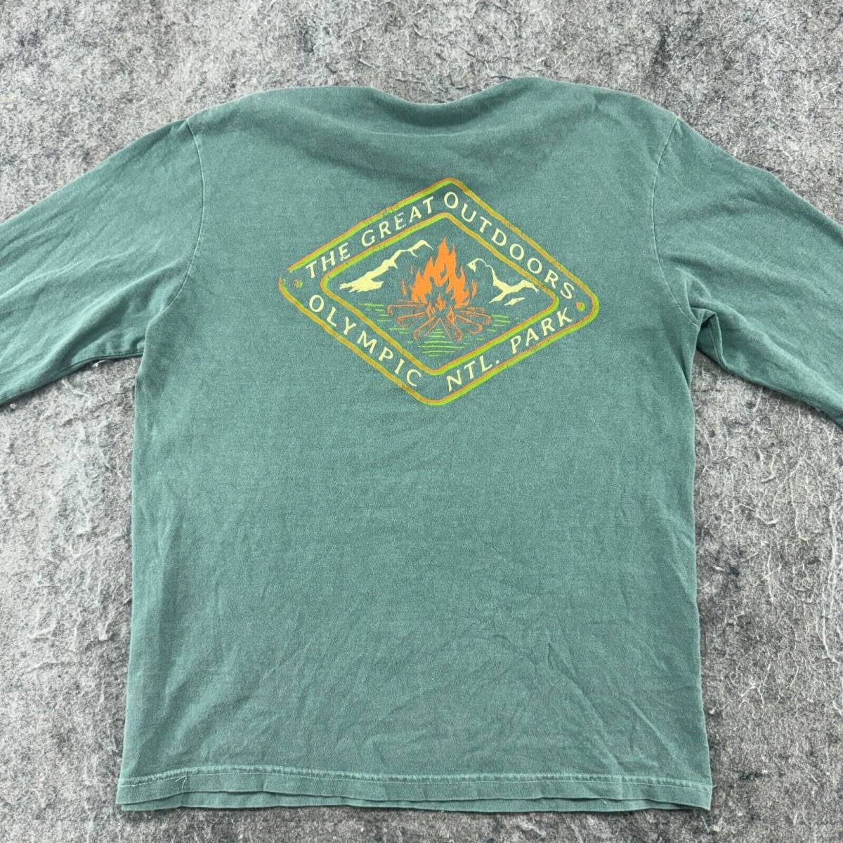 Olympic National Park Shirt Mens L Green Logo Graphic Print Long Sleeve 海外 即決