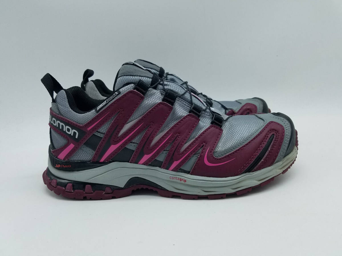 Salomon XA Pro 3D CS Waterproof Women's Size 8 Trail Running Shoes Gray Maroon 海外 即決