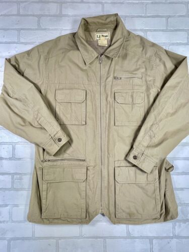 最初の Vintage LL Bean Mens Fishing Jacket Tactical Pockets Khaki